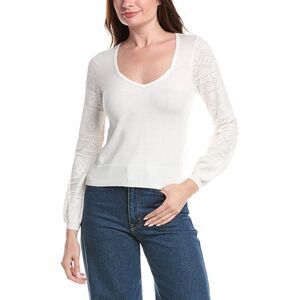 &Isla Womens  Anna Pointelle Top, White